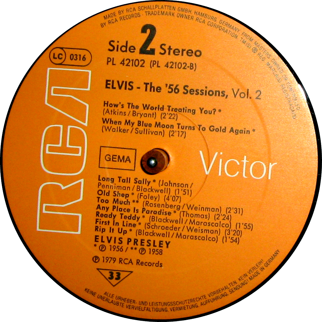 Elvis Presley  The 56 Sessions Vol. 2 : LP B